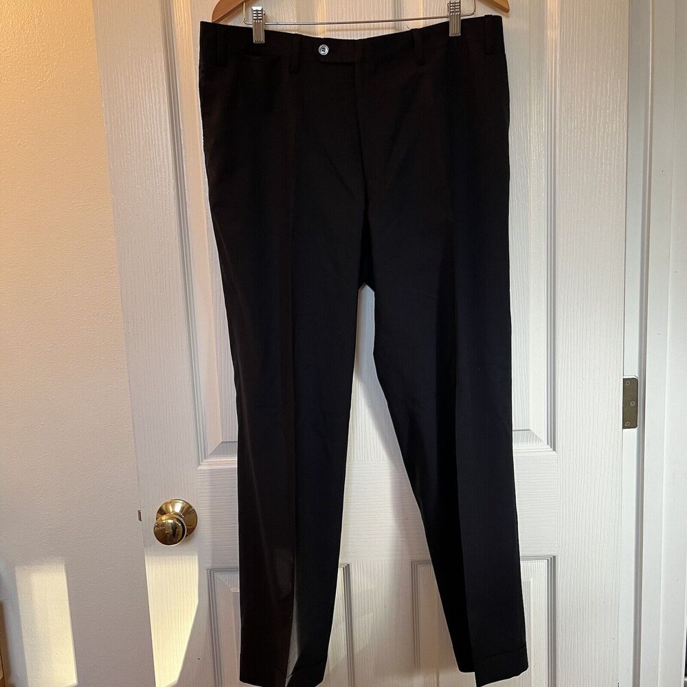 Eredi Pisano Cuffed Dress‎ Pants Slim Fit Navy Wool Silk Size 54EU 38US